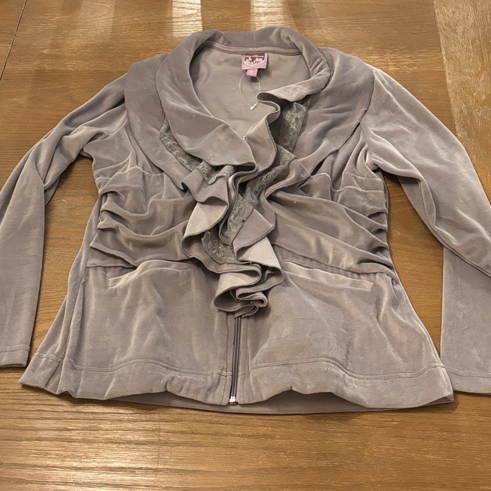 Chic Women's Taupe Ruffled Blazer
